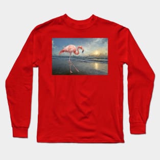 Flamingo on the Beach Long Sleeve T-Shirt